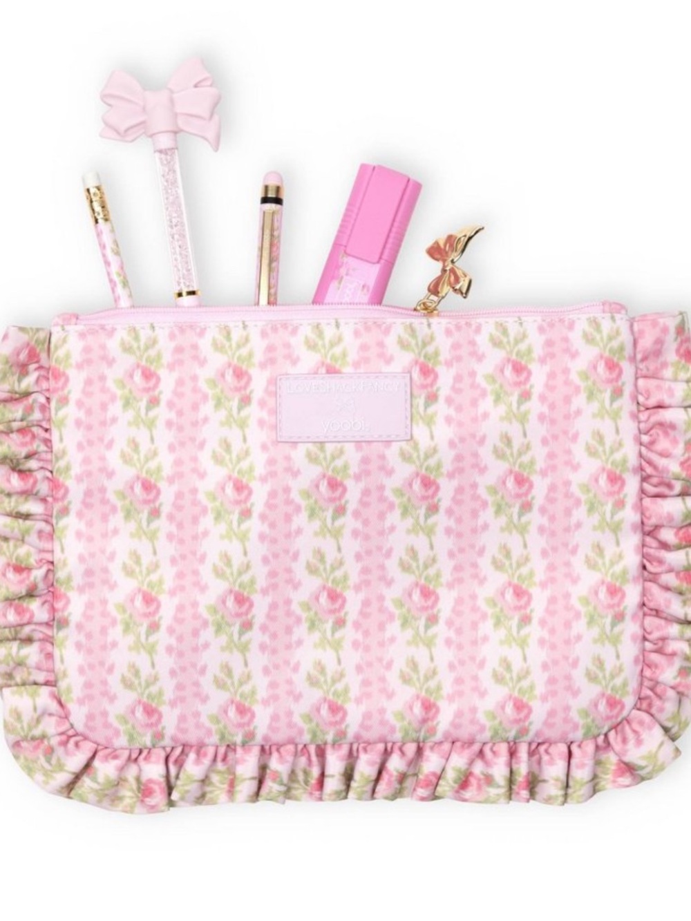 Loveshackfancy x target Pink Floral Ruffle Accessory Pouch - Picture 2 of 5